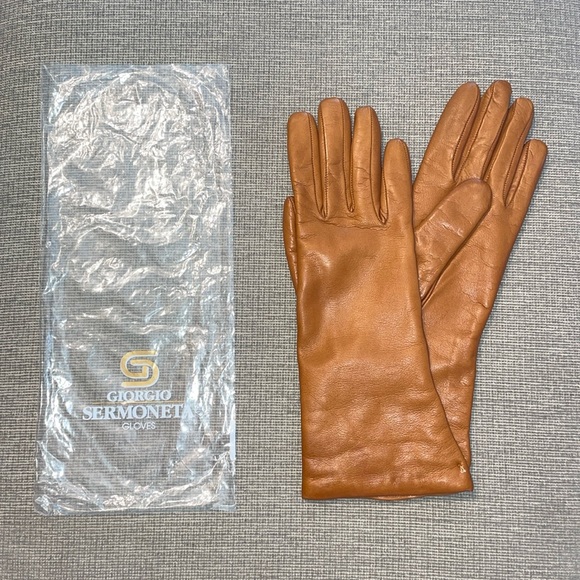 Sermoneta Kid Leather Gloves Cashmere Lined